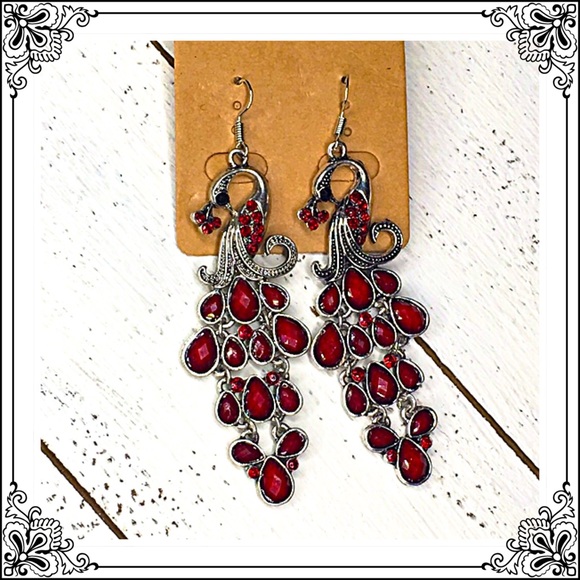 Jewelry - Red Peacock Earrings